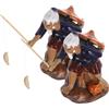 2 PCS Accessori Da Giardino Sabbia Statuina Del Pescatore Zen Mini Statuetta