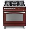 LOFRA PRG86GVT/C CUCINA 80CM ROSSO BURGUNDY FORNO GAS VENTILATO 5 FUOCHI