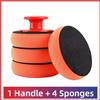Kit spugna applicazione cera con manico rosso e 4 o 6 cuscinetti in schiuma riut