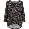 ONLY Felpa Donna Elcos Maculato Marrone Girocollo Manica 3/4 M Poliestere