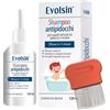 Evolsin Shampoo pidocchi con pettine pidocchi e lendini per adulti e bambini a partire