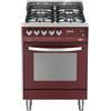 LOFRA PR66GVT/C CUCINA RAINBOW 60CM ROSSO BURGUNDY FORNO GAS VENTILATO 4 FUOCHI