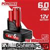 Powtree Batteria di Ricambio 12V 6.0Ah per Utensili Milwaukee M12 | Batteria agli Ioni