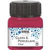 KREUL 16293 - Vetro & Porcellana Rosso Vino Trasparente, in Barattolo da 20 ml, Vernice Trasparente a Base d'Acqua per Vetro e Porcellana, a Rapida Essiccazione, Trasparente Come Il Cristallo.