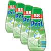 Pril Pril Gel Green Tutto in 1, Detersivo Lavastoviglie In Gel, 52+6 Lavaggi (Confezione da 4)