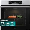 Hisense OP64211EX NUOVO Forno Incasso Multifunzione 77 litri, Termoventilato, 3 vetri, Pulizia Pirolitica, 13 Funzioni, AirFry, Display Touch, Guide Telescopiche, Inox con Vetro Nero