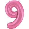 Folat 65909 Palloncino di Alluminio Numero Figura 9 Rosa Metallizzato Opaco 86 cm - Decorazione Palloncino di Elio per Compleanno, Anniversario
