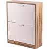 Galileo scarpiera, Bianco + Legno Naturale, Standard
