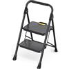 KINGRACK Scala a 2 gradini, robusto sgabello in acciaio con pedali larghi antiscivolo, corrimano, design con blocco sicuro, test di carico fino a 362,9 kg, scala pieghevole portatile per uso domestico