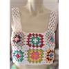 Fatto a mano Top granny all'uncinetto, fatto a mano, cotone, estate, vacanza, arcobaleno