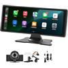 VEVOR Autoradio Wireless 254 mm, Radio Portatile con Touch Screen, Radio HD con Apple CarPlay e Android Auto, Schermo CarPlay con Telecamere, Controllo Vocale, Bluetooth, Navigazione GPS