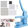 VEVOR Kit per Fustellatrice Manuale di Badge Spillo Bottoni Quadrato 50 x 50 mm, Kit di Punzonatrice Manuale ABS per Badge Spillo Fai-da-Te con Accessori, Blu