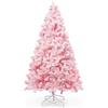 Uten Albero di Natale artificiale rosa, abete artificiale a forma di fiocco di neve da 210 cm, con 1200 punte di rami e supporto pieghevole, per decorazioni natalizie da interno ed esterno