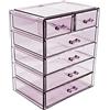 Sorbus Espositore per cosmetici e gioielli, grande valigetta da bagno, Viola, 4 Large, 2 Small Drawers
