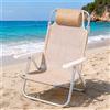 BAKAJI Spiaggina Sedia Prendisole Pieghevole Mare Spiaggia Reclinabile Beige Melange