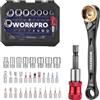 WORKPRO 34 Pezzi Mini Set Chiavi a Bussola con 1/4" Cricchetto a 72 Denti, Kit c