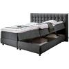 Atlantic Home Collection Letto a molle, Tina, 180 x 200 cm, con topper (grado di durezza H2) e 2 cassettoni, antracite, 180 x 200 cm