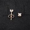 Orecchini In Oro Bianco 18K. Diamanti A Taglio Brillante E 4 Ganci. 0,22 Q.