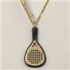 Pendente E Catena Oro 18K 750 Mls. Racchetta Da Padel. Con Fibra Di Carbonio