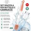 Set Spazzola in Silicone per Bottiglie e Cannucce 2 Pezzi, Scovolino 30 cm