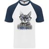Fruit of the Loom T-Shirt Da Baseball S/S Per Uomo Con Occhiali Di Un Gatto Di New York City