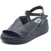 Bueno WA2402 Nero Sandali con zeppa alta per Donna in pelle nera con fibbia