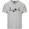 Gildan Maglietta In Cotone A V Per Uomo Lizard ECG Gekko Pulse Drago Barbuto
