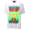 DSQUARED2 8817AD maglia oversize uomo DSQUARED2 white/fluo green cotton t-shirt man