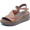 Bueno WA2402 Marrone Sandali con zeppa alta per Donna in pelle marrone con fibbi