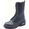 Cult CLW333900 Grace Black Anfibi per Donna in pelle nera con lampo e lacci tacc