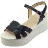 Wonders B-7511 Pergamena Negro Off Sandali per Donna in pelle nera con zeppa alt