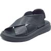 Bueno WA2603 Nero Sandali con zeppa bassa per Donna in pelle nera
