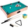 TrAdE Shop Traesio MINI BILIARDO DA TAVOLO GIOCO IN LEGNO CON 2 STECCHE PALLE GESSO E TRIANGOLO