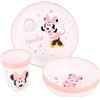 TrAdE Shop Traesio SET PAPPA MINNIE MOUSE BICCHIERE PIATTI ANTISCIVOLO ROSA BAMBINI PRIMA PAPPA