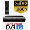 DECODER BOX DIGITALE TERRESTRE DVB-T3 HDMI SCART 1080P CON TELECOMANDO H265 NEW