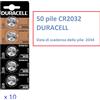 Duracell 50 pile Litio CR2032 DL2032 BR2032 DURACELL 3V