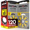 120 Batterie per Apparecchi Acustici Auricolari Rayovac Extra Misura 10. - 15 Bl