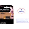 Duracell 8 pile batterie microstilo AAAA - MN2500 4061 E96 DURACELL 1,5 Volt