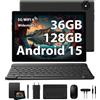 RUSHAR Tablet 10 Pollici Android 15 con Tastiera- 36GB RAM+ 128GB ROM(1TB