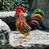 Statuetta di gallo in metallo, scultura artistica, statua da esterno in ferro,