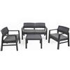 TrAdE Shop Traesio SET SALOTTO GIARDINO ESTERNO CON DIVANO 2 POLTRONE TAVOLINO EFFETTO RATTAN CON C