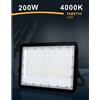 TrAdE Shop Traesio FARO LED 200 W ULTRA SLIM ESTERNO NERO IP65 LUCE FREDDA NATURALE CALDA FS200W-N