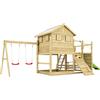 TheGoodGarden Casetta Gioco in Legno Fungoo Aloha con Scivolo, Doppia Altalena, Sabbiera, Tavo