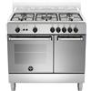 LA GERMANIA AMN9P5GXV CUCINA PORTABOMBOLA INOX 90 CM 5 FUOCHI FORNO A GAS CL.A