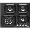 LOFRA PIANO COTTURA GAS URANO HLNM6G0 60CM 4 FUOCHI NERO MATT GRIGLIE GHISA