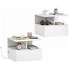 HOMCOM Set 2 Comodini Sospesi con Cassetto e Ripiano Aperto Bianco