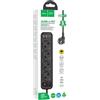 Hoco Prolunga 1.8 Metri Multipla 4 Schuko + 2 Usb 18w +1 Usbc 20w Carica Black