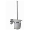 Cleafe PORTA SCOPINO WC COMPLETO VETRO SATINATO FISSAGGIO A PARETE BAGNO OVALE 52017