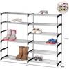 TrAdE Shop Traesio SCARPIERA DOPPIO SCAFFALE MULTIUSO 6 RIPIANI IN METALLO IMPILABILE 110X30X90CM