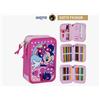 Disney Astuccio con Zip 3 Scomparti Personaggi Vari con Colori Giotto e Accessori